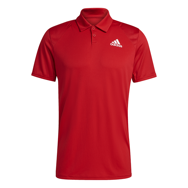 adidas Club 3 Stripe Polo (M) (Red) - USTA Pro Shop